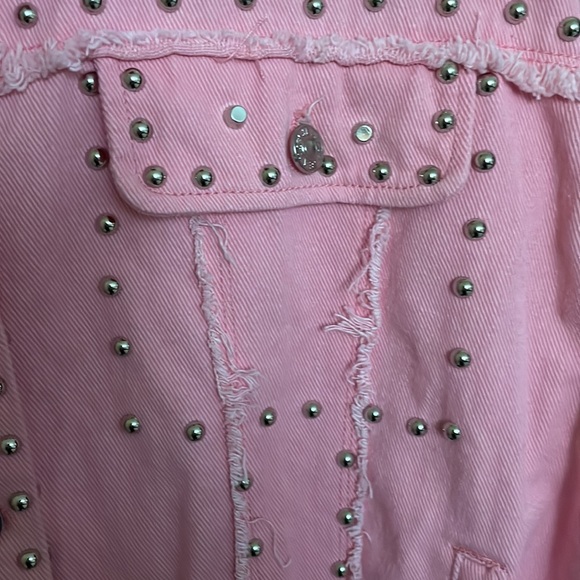 Women's Long Sleeve Rivet Studded Denim Jacket Casual Jean Coat 2XL - Picture 3 of 4